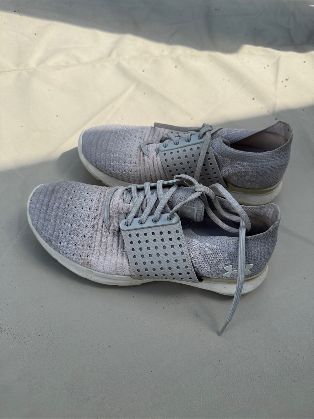 Under Armour Women’s Light Gray Knit Sport Sneakers